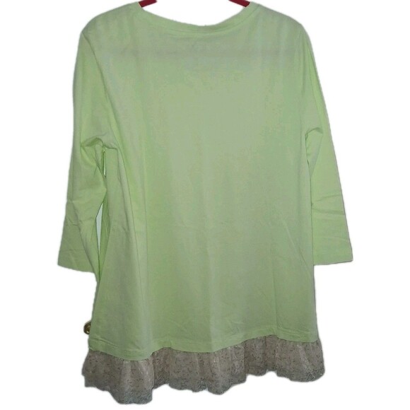 NWOT LOGO BY LORI GOLDSTEIN Womens L Feminine Lace 3/4 Sleeve Green Top A213682 - Picture 6 of 9
